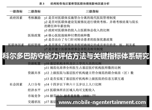 科尔多巴防守能力评估方法与关键指标体系研究