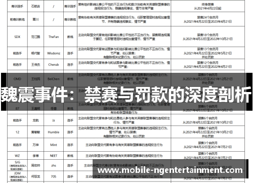 魏震事件:禁赛与罚款的深度剖析 魏震事件:禁赛与罚款的深度剖析
